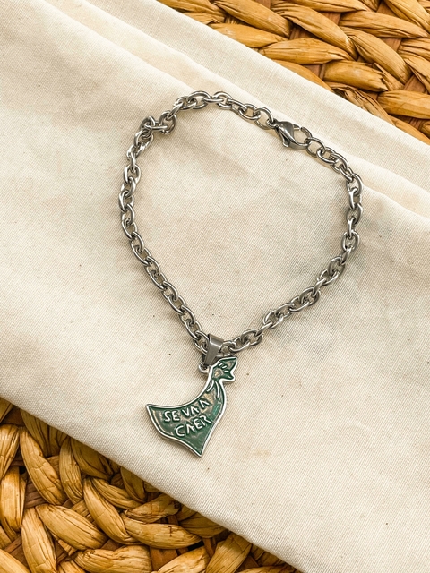 Pulsera acero dije feminista pañuelo verde se va a caer