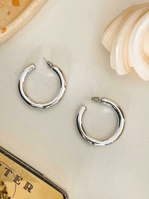 AROS ARGOLLAS INFLADAS LAMINADA EN PLATA - CHUNKY