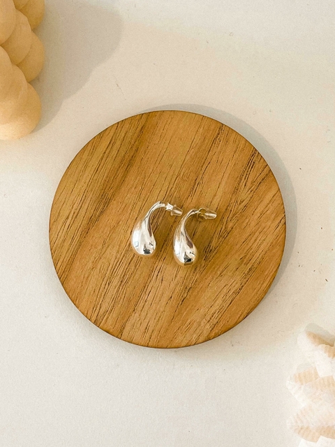 AROS AHUECADOS TIPO GOTA CHUNKY LAMINADA EN PLATA