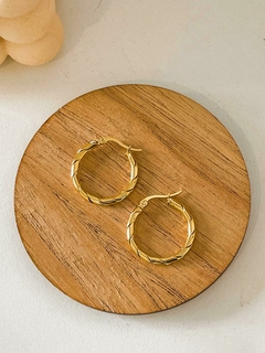 AROS ARGOLLAS LABRADAS ACERO DORADO