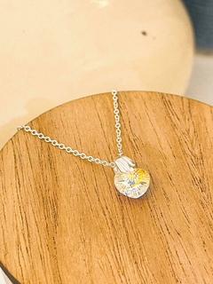 DIJE CORAZÓN CRISTAL PLATA 925 CON CADENA DE ACERO BLANCO - comprar online