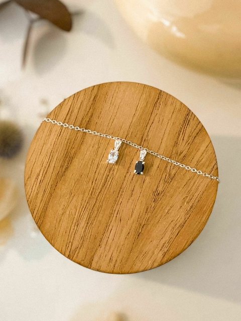 DIJE RECTANGULAR PLATA 925 CON CADENA DE ACERO BLANCO