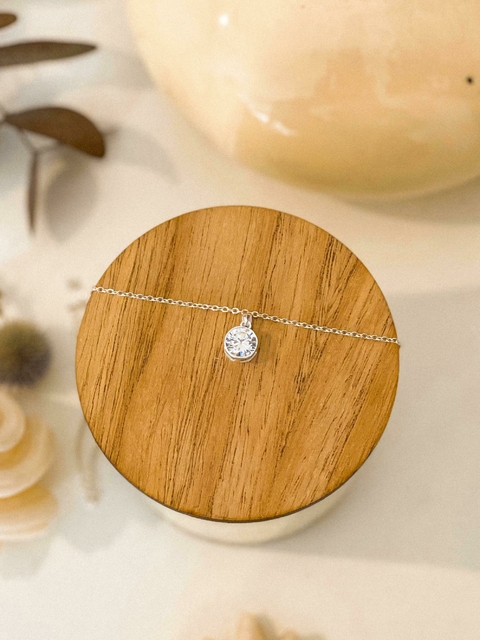 DIJE SUSANITO 9 MM PLATA 925 CRISTAL CON CADENA DE ACERO BLANCO