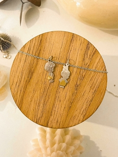 DIJE PICAPIEDRAS PLATA Y ORO CON CADENA DE ACERO BLANCO