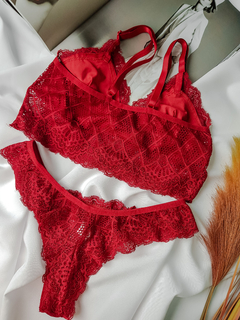 conjunto vermelho sem bojo de renda - comprar online
