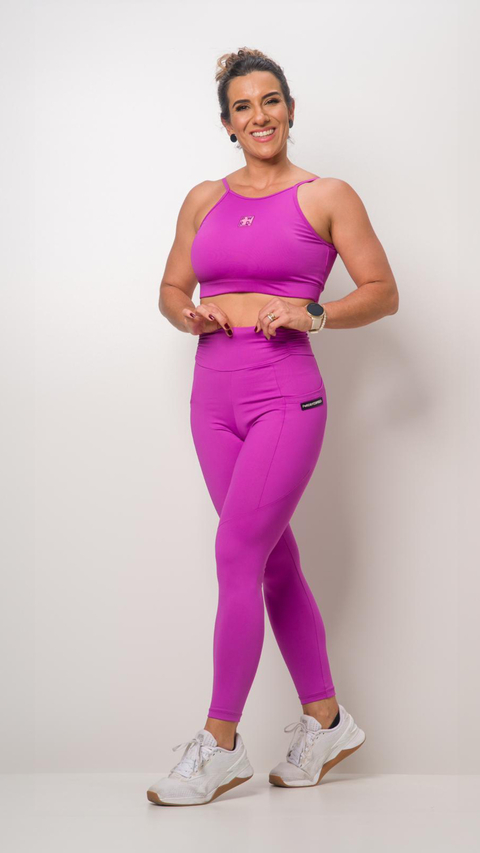 LEGGING CÓS DRAPEADA LILA COM BOLSO