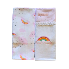 Cueiro Manta Bebê Kit c/02 Un 80x80cm Bordado - Cia do Neném - Upa Upa Bebê