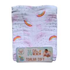 Toalha Banho Bebê Soft Fralda Capuz 85cm x 85cm Cia do Neném - comprar online