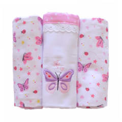 Cueiro Manta Bebê Kit c/03 Unidades 80cm x 80cm - Baby Gijo - Upa Upa Bebê