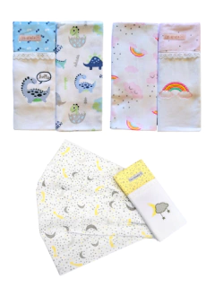 Cueiro Manta Bebê Kit c/02 Un 80x80cm Bordado - Cia do Neném - comprar online