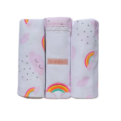 Cueiro Manta Bebê Flanelado Kit c/03 Un 80cm x 80cm Bordado Cia do Neném - loja online