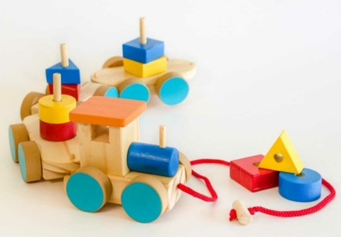 TREN DIDÁCTICO con encastres de madera