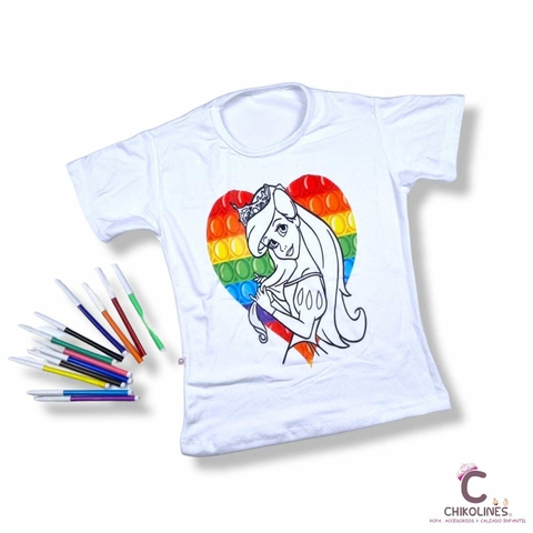 Blusa coloreable para niña. Blusa coloreable. Blusa Ariel La Sirenita. Incluye 12 plumones
