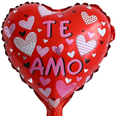 GLOBO MINI FORMA CORAZON Y FRASE X5 UNIDADES - comprar online