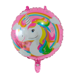 GLOBO REDONDO METALIZADO UNICORNIO