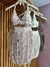 Conjunto De Saia e Croped em fio Rayon com aplique no top (aplique artesanal no top) conchas