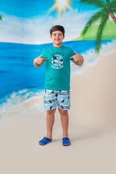 Conjunto Tactel Camisa Sharks Verde - comprar online