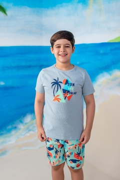 Conjunto Tactel Camisa Sun And Palms Cinza