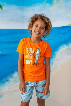 Conjunto Tactel Camisa Summer Day Laranja