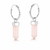 Brinco argola com pêndulo quartzo rosa - Prata 925