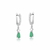 Brinco argola zircônias e gota esmeralda - Prata 925
