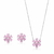 Conjunto brinco e colar flor rosa - Joia em Prata 925