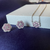 Conjunto colar e brinco flor cravejado zircônia rosa - Prata 925 - comprar online