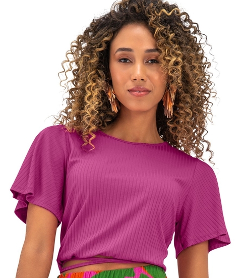 BLUSA CANELADA COM AMARRAÇÃO