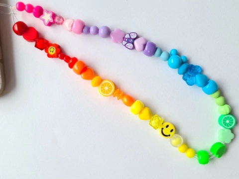 phone strap miçanga arco-íris colorido