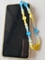 phone strap miçanga coração smile azul amarelo