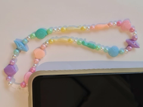 phone strap miçanga mar conchas colorido