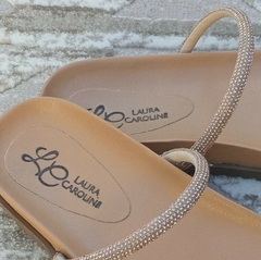Imagem do Sandália rasteira Cecília de tiras com brilho de strass - dois modelos em um