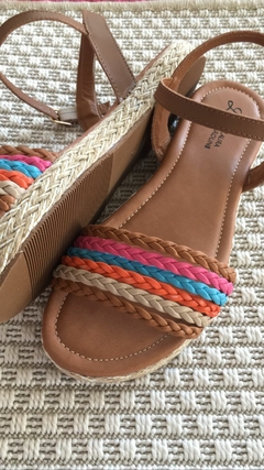 Sandália Flatform Ana Em Couro com fivela e tranças - loja online