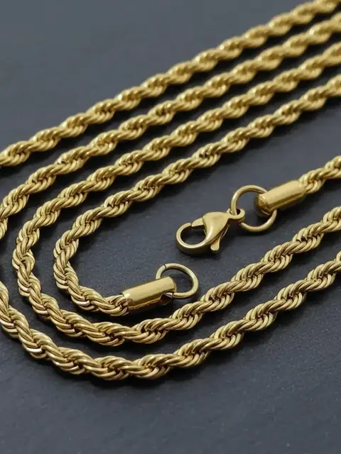 Cadena torzal 60cm - 4mm acero dorado