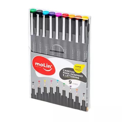 Caneta Artística 0.5mm para Desenho e Lettering com 9 Cores MoLin