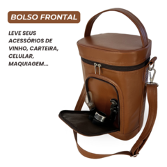 Bolsa para vinhos e taças Duo Bag caramelo com café térmica - Thermisch Bag Store
