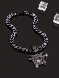 Colar cubano roxo para homens, hip hop, punk, cleinstone, pingente pequeno diabo, novo lançamento - loja online