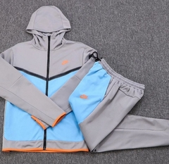 Conjuto de frio Nike Tech Fleece - Cinza e Azul