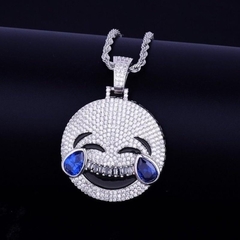 ￼Iced Laugh Cry Pendant Com Corrente Bling Cubic Zircon Hip Hop Colar