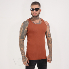 Imagem do Regata Camisa Masculina Estilo Americano Canelada Justa