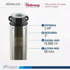 BOMBA SUMERGIBLE POZO VASSER MOTORARG BS4 2 HP * - comprar online