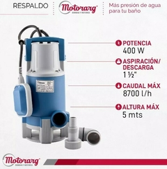 BOMBA MOTORARG SUMERGIBLE AGUA SUCIA 0.50 HP SAP AS 400 * en internet