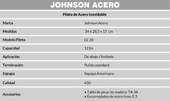 PILETA JOHNSON ACERO 430 (SOPAPA SOAM) EE28 * en internet