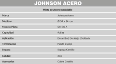 PILETA JOHNSON ACERO 304 (SOPAPA CESTILLO) ON30A * - DISAMAR