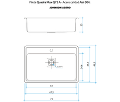 PILETA JOHNSON ACERO 304 QUADRA Q71A * en internet