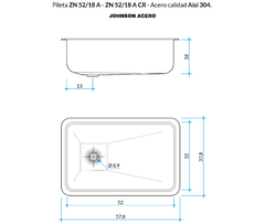 PILETA JOHNSON ACERO 304 (SOPAPA CESTILLO) ZN52/18A * - comprar online