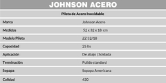 PILETA JOHNSON ACERO 430 (SOPAPA SOAM) ZZ52/18 * en internet