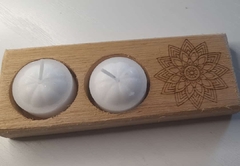 Fusta decorativa con 2 velas en internet