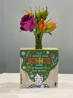 Mini Vaso Quadrado Tudo existe sonhos - Pinus 8x8 - comprar online