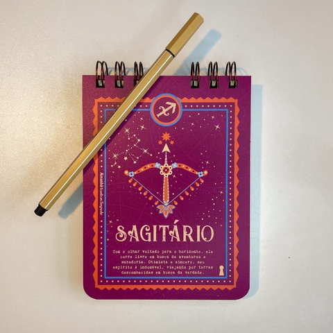 Caderneta P Sagitario signos 11,3x15,2 - 80Fls Sem Pauta